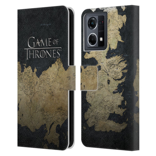 HBO Game of Thrones Key Art Westeros Map Leather Book Wallet Case Cover For OPPO Reno8 4G