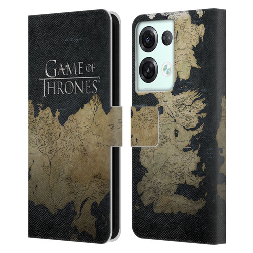 HBO Game of Thrones Key Art Westeros Map Leather Book Wallet Case Cover For OPPO Reno8 Pro