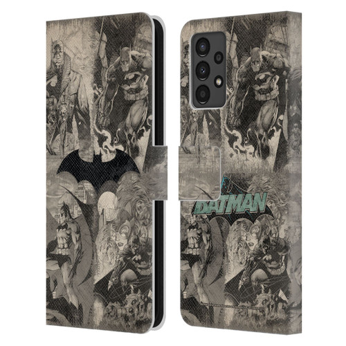 Batman DC Comics Hush Logo Collage Distressed Leather Book Wallet Case Cover For Samsung Galaxy A13 (2022)
