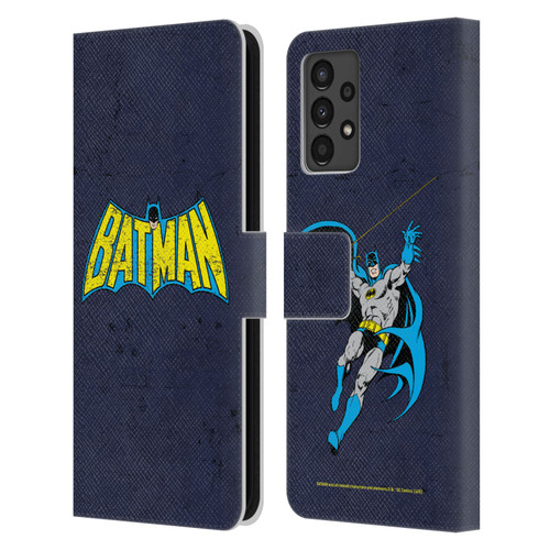 Batman DC Comics Logos Classic Distressed Leather Book Wallet Case Cover For Samsung Galaxy A13 (2022)