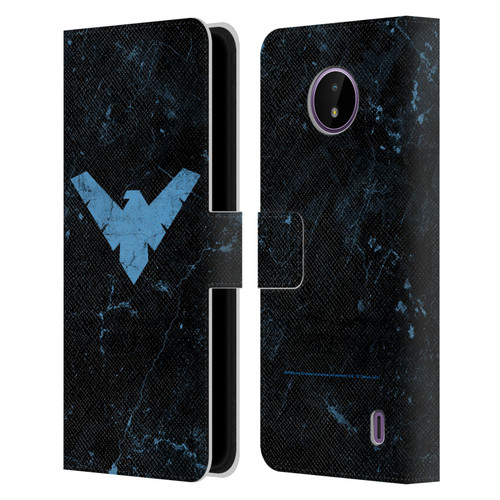 Batman DC Comics Nightwing Logo Grunge Leather Book Wallet Case Cover For Nokia C10 / C20