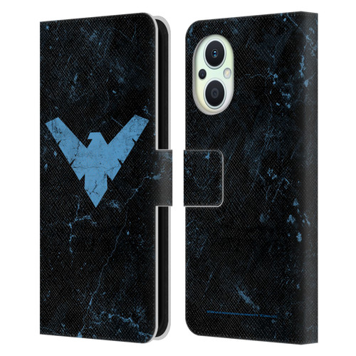 Batman DC Comics Nightwing Logo Grunge Leather Book Wallet Case Cover For OPPO Reno8 Lite