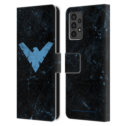Batman DC Comics Nightwing Logo Grunge Leather Book Wallet Case Cover For Samsung Galaxy A13 (2022)