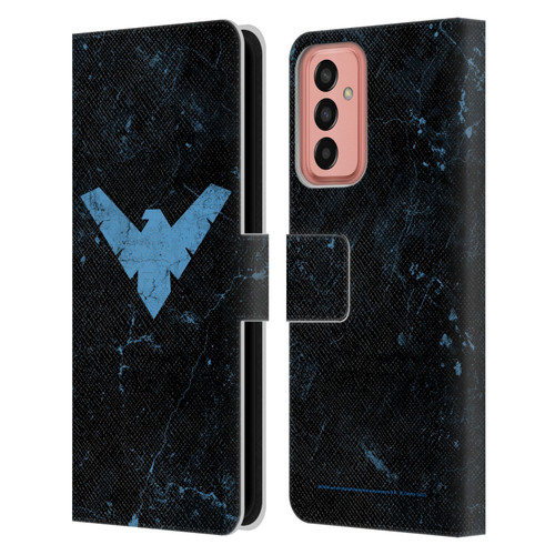 Batman DC Comics Nightwing Logo Grunge Leather Book Wallet Case Cover For Samsung Galaxy M13 (2022)