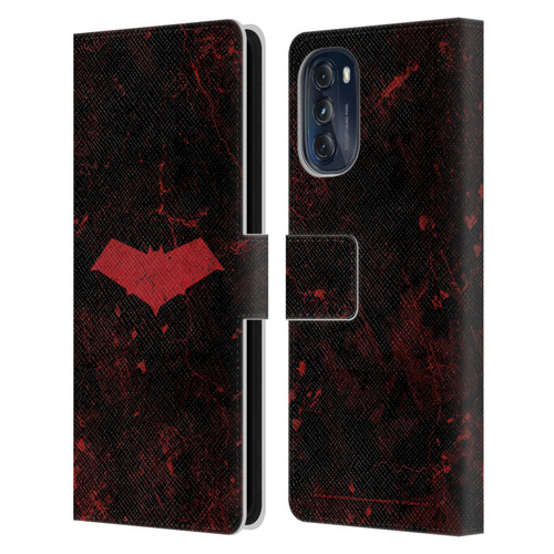 Batman DC Comics Red Hood Logo Grunge Leather Book Wallet Case Cover For Motorola Moto G (2022)