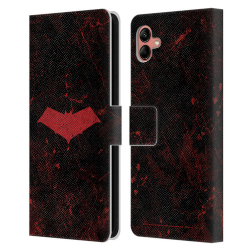 Batman DC Comics Red Hood Logo Grunge Leather Book Wallet Case Cover For Samsung Galaxy A04 (2022)