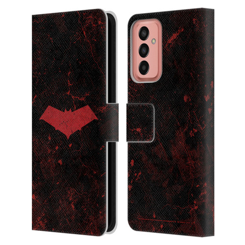 Batman DC Comics Red Hood Logo Grunge Leather Book Wallet Case Cover For Samsung Galaxy M13 (2022)