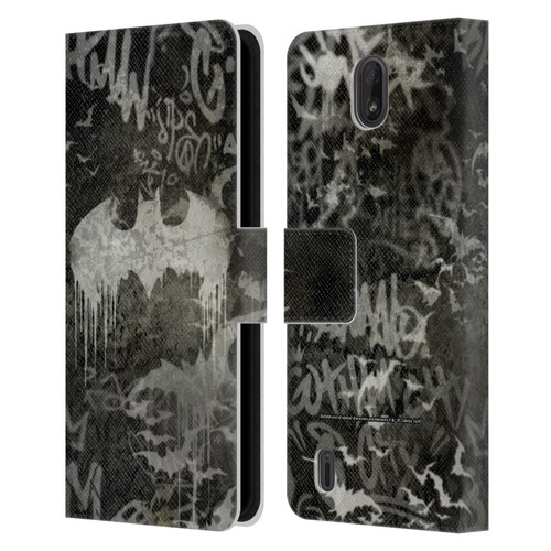 Batman DC Comics Vintage Fashion Graffiti Logo Leather Book Wallet Case Cover For Nokia C01 Plus/C1 2nd Edition