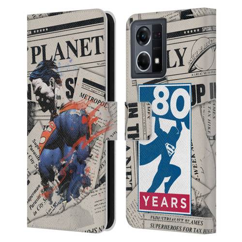 Superman DC Comics 80th Anniversary Newspaper Leather Book Wallet Case Cover For OPPO Reno8 4G