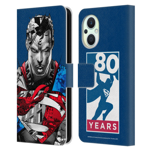 Superman DC Comics 80th Anniversary Collage Leather Book Wallet Case Cover For OPPO Reno8 Lite