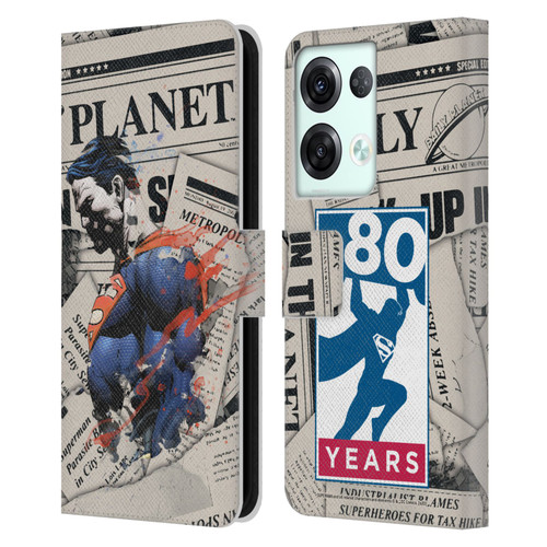 Superman DC Comics 80th Anniversary Newspaper Leather Book Wallet Case Cover For OPPO Reno8 Pro