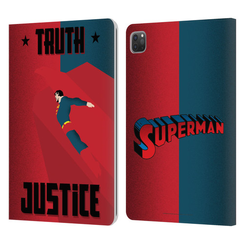 Superman DC Comics Character Art Truth And Justice 2 Leather Book Wallet Case Cover For Apple iPad Pro 11 2020 / 2021 / 2022