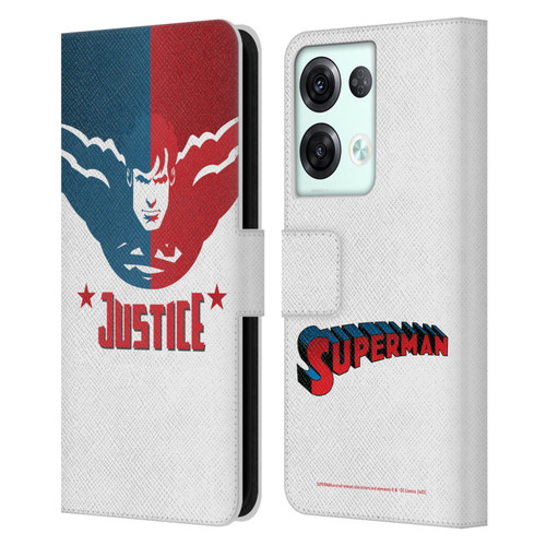 Superman DC Comics Character Art Justice Leather Book Wallet Case Cover For OPPO Reno8 Pro