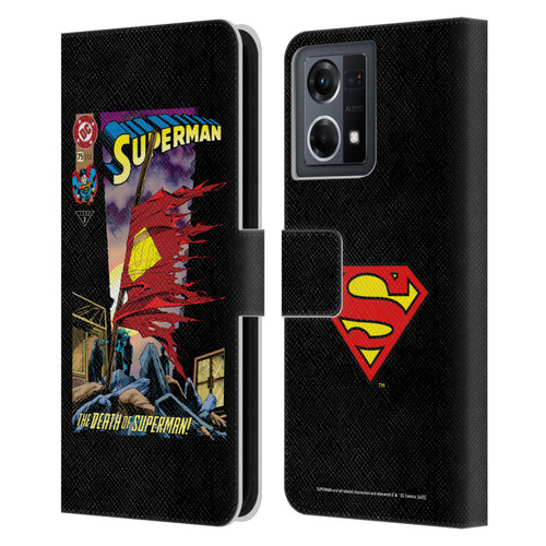 Superman DC Comics Famous Comic Book Covers Death Leather Book Wallet Case Cover For OPPO Reno8 4G