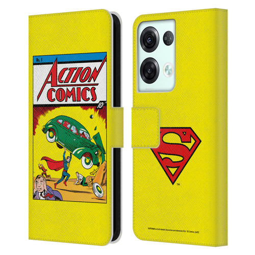 Superman DC Comics Famous Comic Book Covers Action Comics 1 Leather Book Wallet Case Cover For OPPO Reno8 Pro