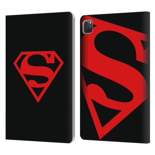 Superman DC Comics Logos Black And Red Leather Book Wallet Case Cover For Apple iPad Pro 11 2020 / 2021 / 2022