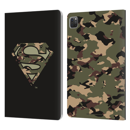 Superman DC Comics Logos Camouflage Leather Book Wallet Case Cover For Apple iPad Pro 11 2020 / 2021 / 2022