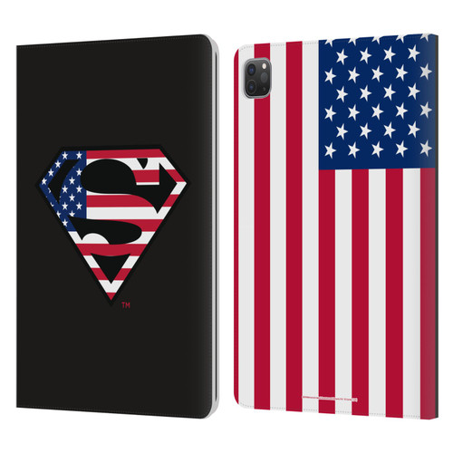 Superman DC Comics Logos U.S. Flag 2 Leather Book Wallet Case Cover For Apple iPad Pro 11 2020 / 2021 / 2022
