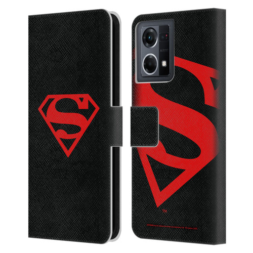 Superman DC Comics Logos Black And Red Leather Book Wallet Case Cover For OPPO Reno8 4G