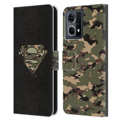 Superman DC Comics Logos Camouflage Leather Book Wallet Case Cover For OPPO Reno8 4G