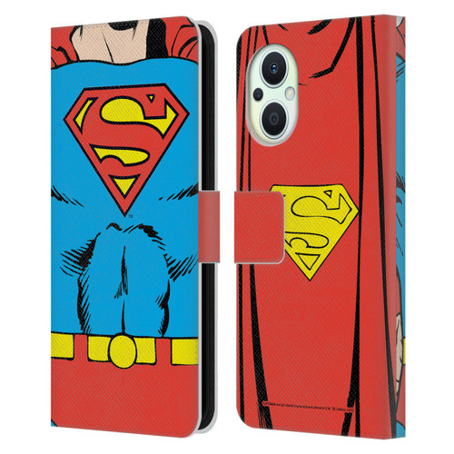 Superman DC Comics Logos Classic Costume Leather Book Wallet Case Cover For OPPO Reno8 Lite