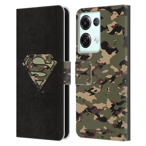 Superman DC Comics Logos Camouflage Leather Book Wallet Case Cover For OPPO Reno8 Pro