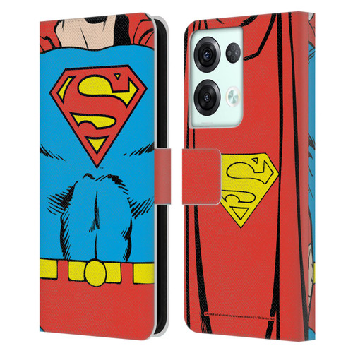 Superman DC Comics Logos Classic Costume Leather Book Wallet Case Cover For OPPO Reno8 Pro