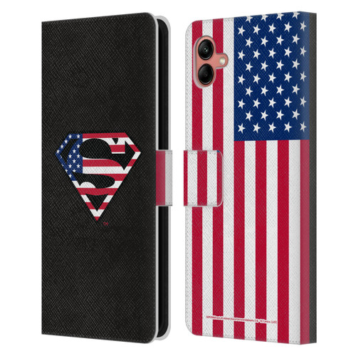 Superman DC Comics Logos U.S. Flag 2 Leather Book Wallet Case Cover For Samsung Galaxy A04 (2022)