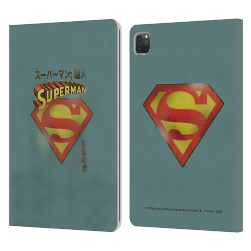 Superman DC Comics Vintage Fashion Japanese Logo Leather Book Wallet Case Cover For Apple iPad Pro 11 2020 / 2021 / 2022