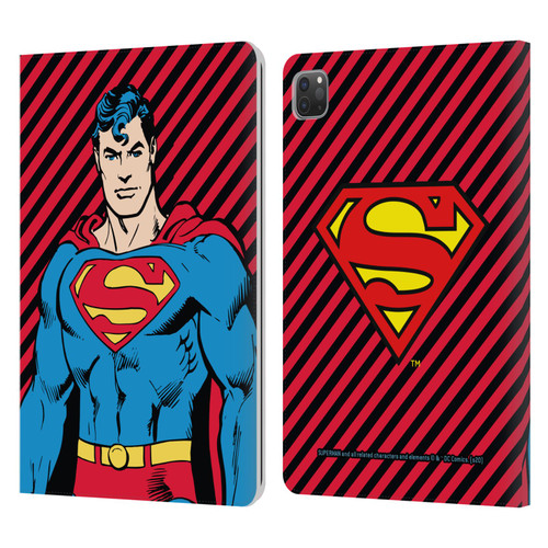 Superman DC Comics Vintage Fashion Stripes Leather Book Wallet Case Cover For Apple iPad Pro 11 2020 / 2021 / 2022