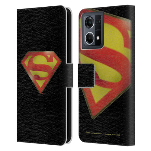 Superman DC Comics Vintage Fashion Logo Leather Book Wallet Case Cover For OPPO Reno8 4G