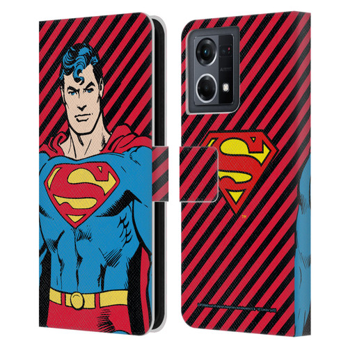 Superman DC Comics Vintage Fashion Stripes Leather Book Wallet Case Cover For OPPO Reno8 4G