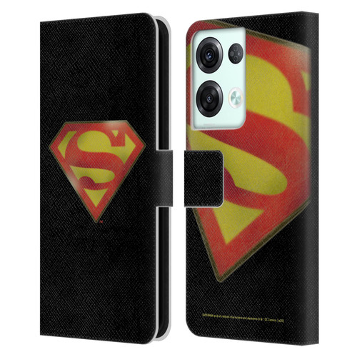 Superman DC Comics Vintage Fashion Logo Leather Book Wallet Case Cover For OPPO Reno8 Pro