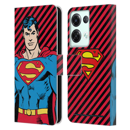 Superman DC Comics Vintage Fashion Stripes Leather Book Wallet Case Cover For OPPO Reno8 Pro