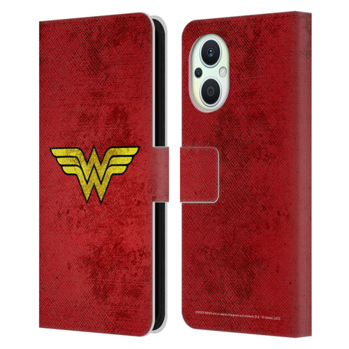 Wonder Woman DC Comics Logos Distressed Leather Book Wallet Case Cover For OPPO Reno8 Lite