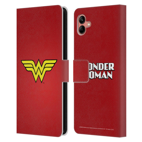 Wonder Woman DC Comics Logos Classic Leather Book Wallet Case Cover For Samsung Galaxy A04 (2022)