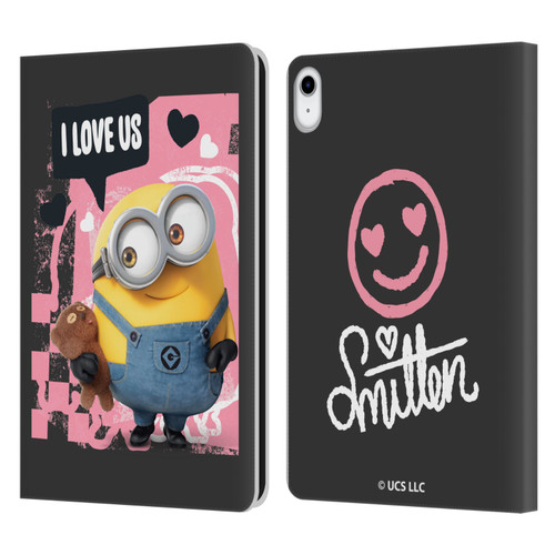 Minions Rise of Gru(2021) Valentines 2021 Bob Loves Bear Leather Book Wallet Case Cover For Apple iPad 10.9 (2022)