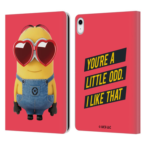 Minions Rise of Gru(2021) Valentines 2021 Heart Glasses Leather Book Wallet Case Cover For Apple iPad 10.9 (2022)