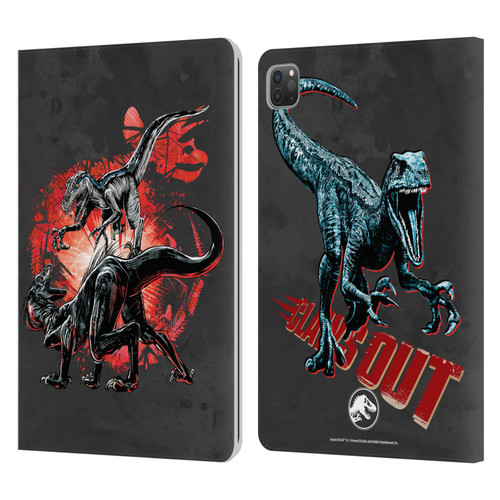 Jurassic World Fallen Kingdom Key Art Raptors Battle Leather Book Wallet Case Cover For Apple iPad Pro 11 2020 / 2021 / 2022