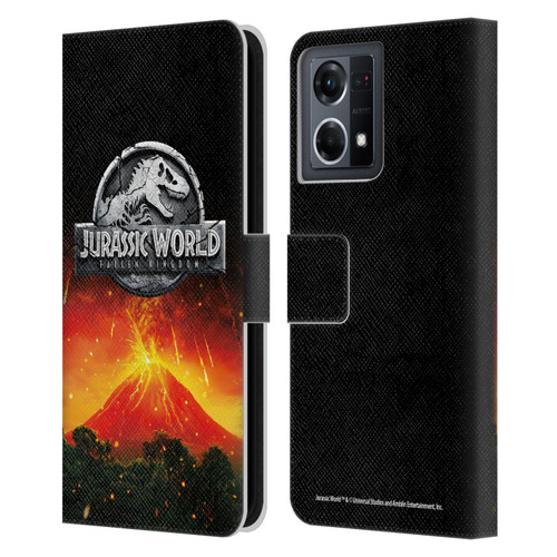 Jurassic World Fallen Kingdom Logo Volcano Eruption Leather Book Wallet Case Cover For OPPO Reno8 4G