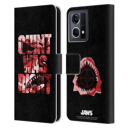 Jaws I Key Art Quint Was Right Leather Book Wallet Case Cover For OPPO Reno8 4G