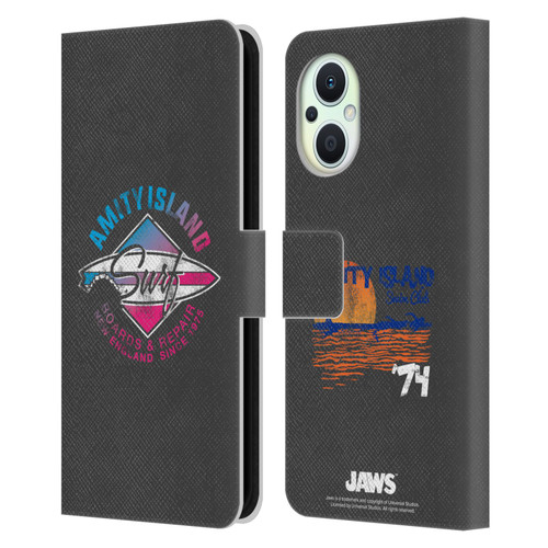 Jaws I Key Art Surf Leather Book Wallet Case Cover For OPPO Reno8 Lite