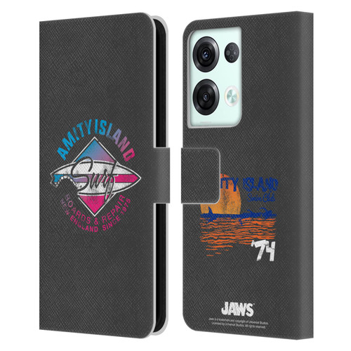 Jaws I Key Art Surf Leather Book Wallet Case Cover For OPPO Reno8 Pro