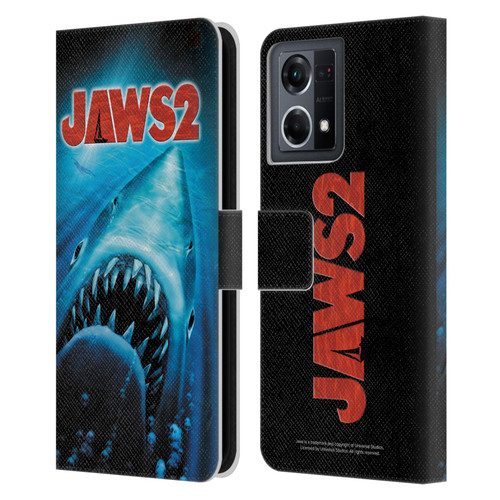 Jaws II Key Art Swimming Poster Leather Book Wallet Case Cover For OPPO Reno8 4G