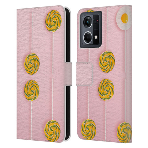 Pepino De Mar Patterns 2 Lollipop Leather Book Wallet Case Cover For OPPO Reno8 4G