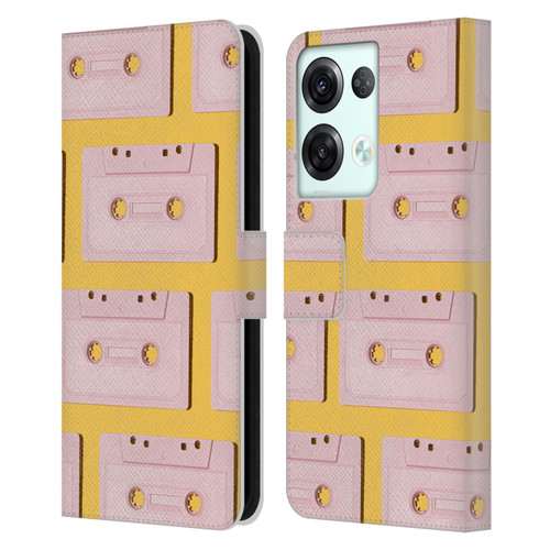 Pepino De Mar Patterns 2 Cassette Tape Leather Book Wallet Case Cover For OPPO Reno8 Pro