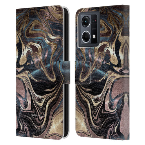 Nature Magick Luxe Gold Marble Metallic Copper Leather Book Wallet Case Cover For OPPO Reno8 4G