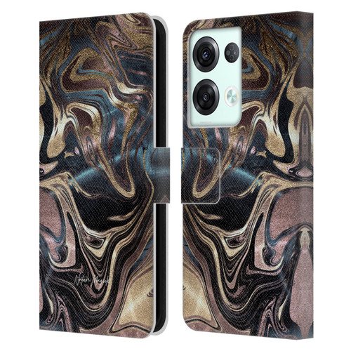 Nature Magick Luxe Gold Marble Metallic Copper Leather Book Wallet Case Cover For OPPO Reno8 Pro
