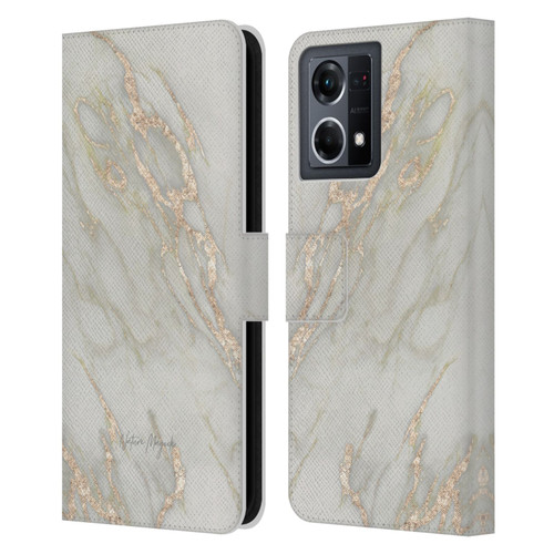 Nature Magick Marble Metallics Gold Leather Book Wallet Case Cover For OPPO Reno8 4G