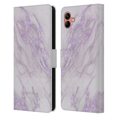 Nature Magick Marble Metallics Purple Leather Book Wallet Case Cover For Samsung Galaxy A04 (2022)